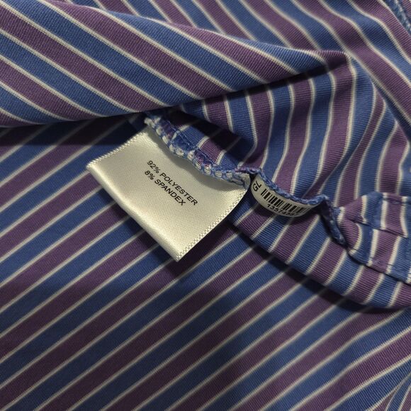 Peter Millar Summer Comfort Polo Medium Blue Striped Performance Golf Stretch - Picture 6 of 8